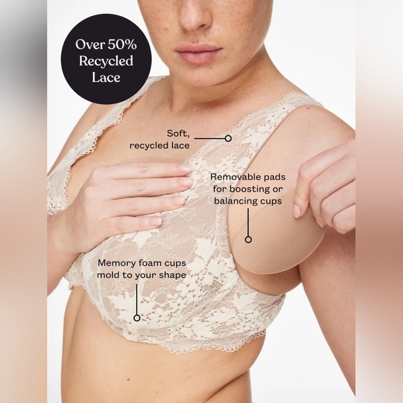 ThirdLove 24/7 Lace Sea Salt Contour Plunge Bra - Sz 42F US/UK - Picture 8 of 9